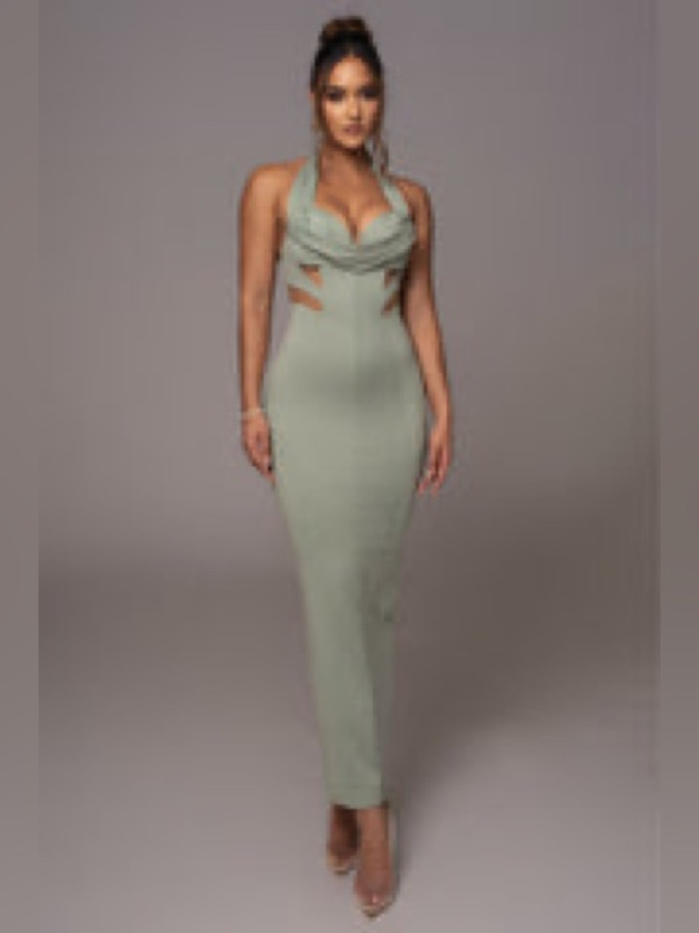 Sage Poetic Draped Maxi Dress